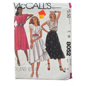 80s McCalls 8052 Vintage Sewing Pattern Size 16 Misses Top and Skirt 1982 UNCUT